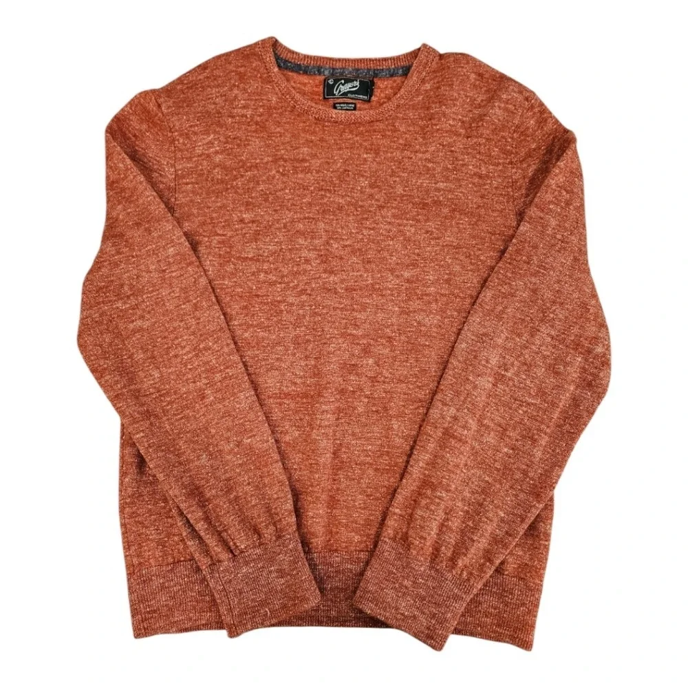 Grayers Mens Orange Wool Linen Crewneck Sweater‎ XL Pullover Long Sleeve Ribbed